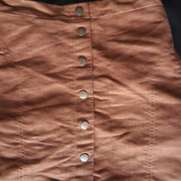 Brown Front Snap Faux Suede Mini - Picture 3 of 4